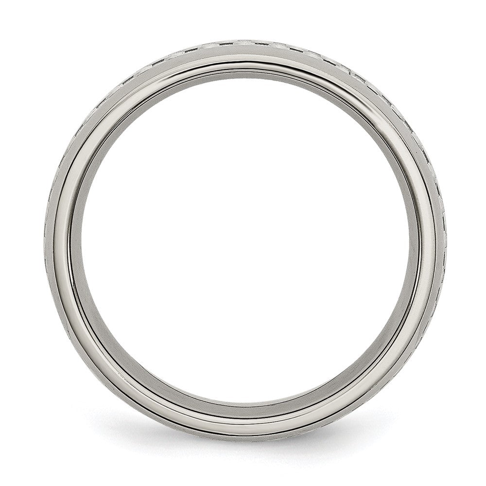 Stainless Steel Polished w/ Grey Carbon Fiber Inlay 6mm Band Size - 9