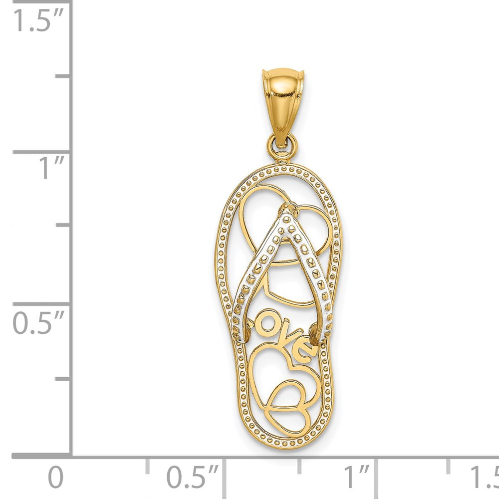 14K Multi Heart Love Flip-Flop w/ White Enamel Charm