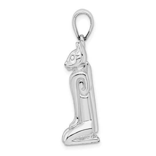 Sterling Silver Polished 3D Marco Island Cat Pendant