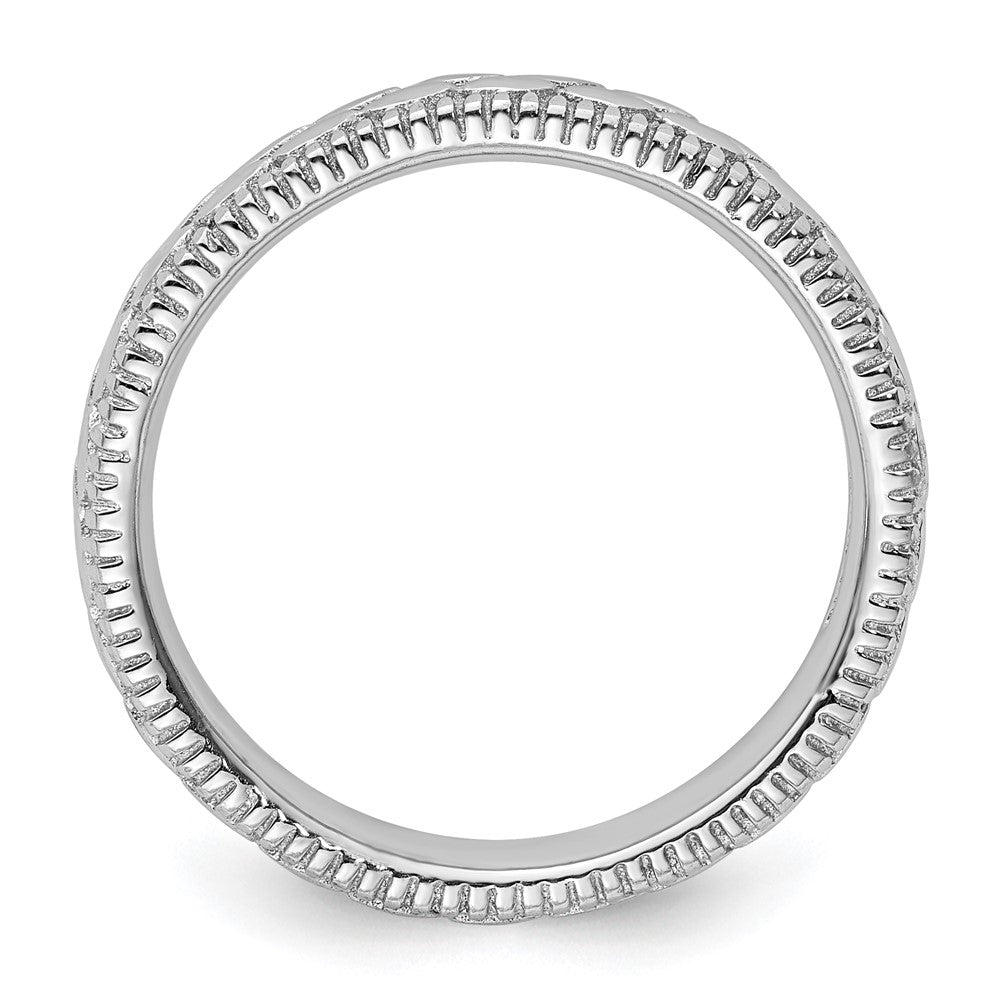 Sterling Silver Stackable Expressions Rhodium-plated Patterned Ring Size -7
