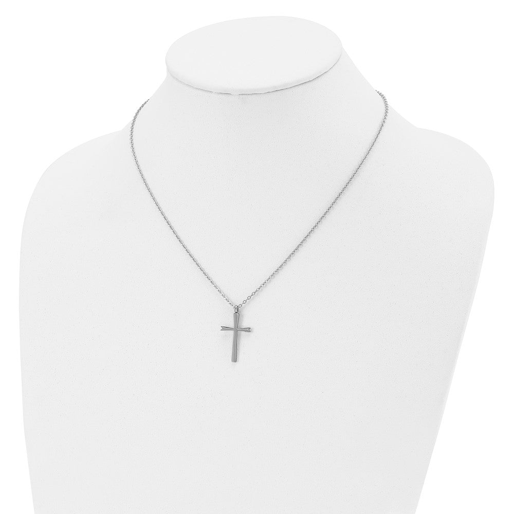 Stainless Steel Polished Cross 18in Necklace