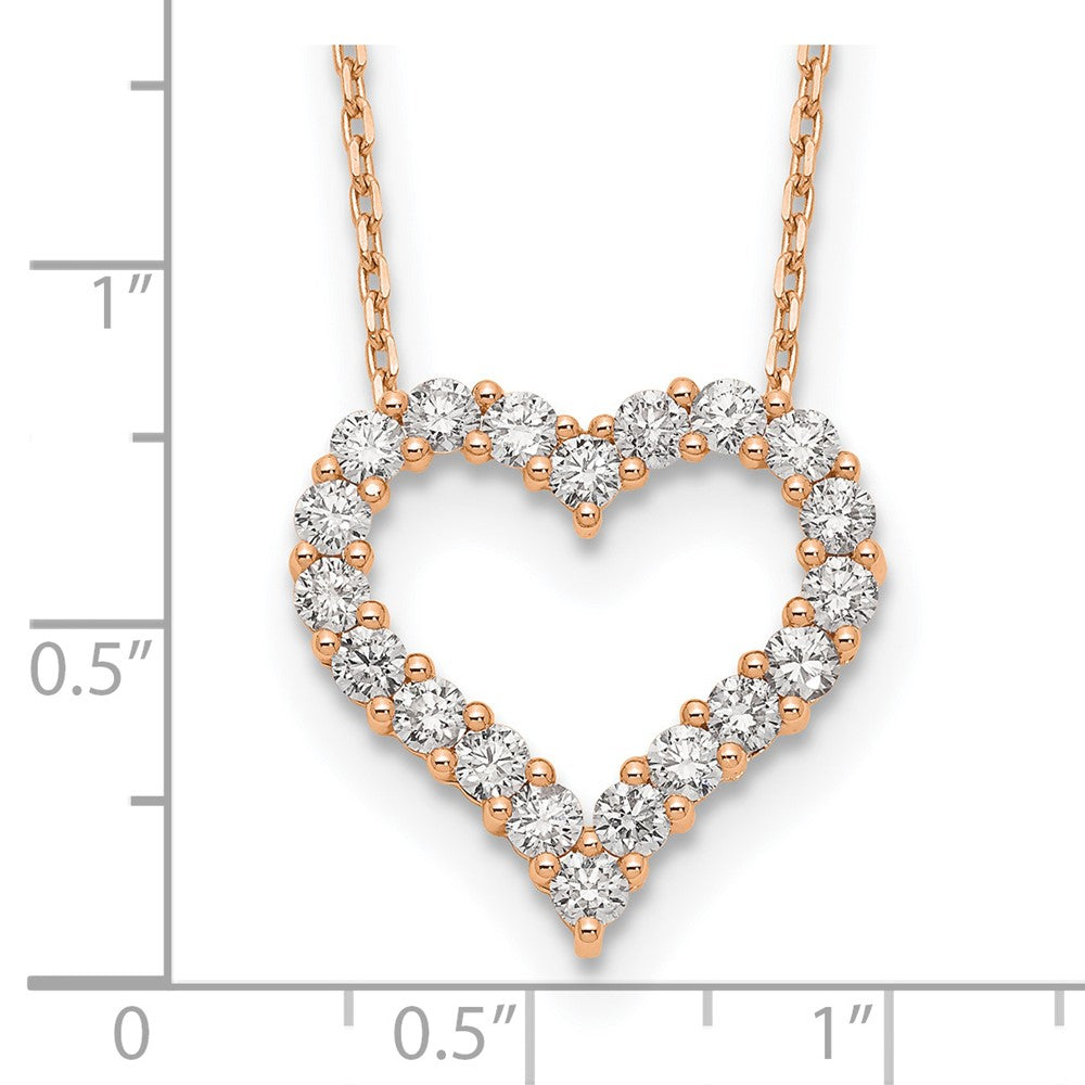 True Origin 14k Rose Gold 1 1/2 carat Lab Grown Diamond VS DEF 18 inch Open Heart Pendant Necklace