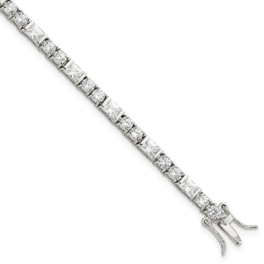 Sterling Silver Rhodium-plated CZ Tennis Bracelet 7 inches