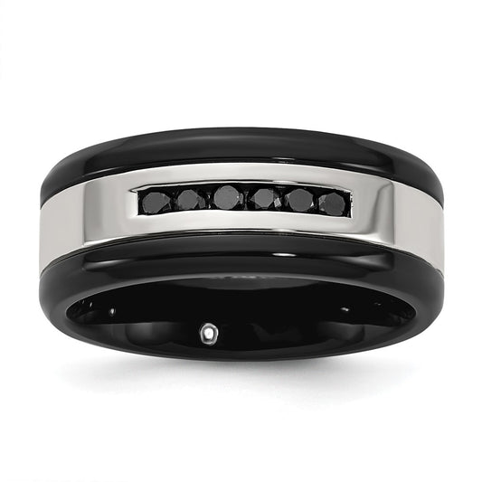 Stainless Steel 1/4CTW Rd Black Diamond GTS WB