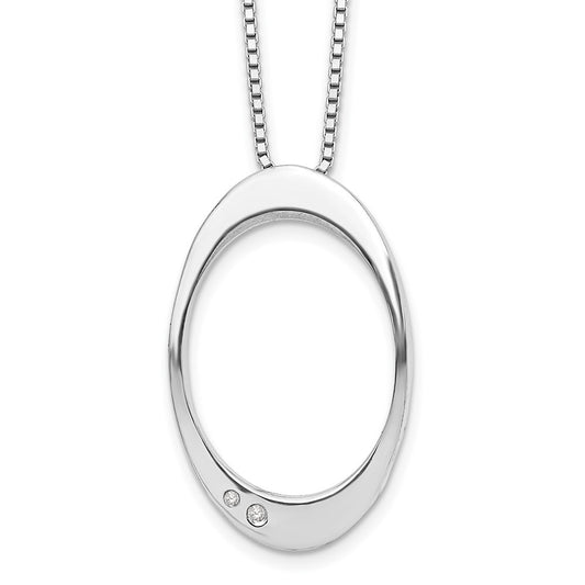 White Ice Sterling Silver Rhodium-plated 18 Inch Diamond Open Oval Necklace with 2 Inch Extender 18 Inches