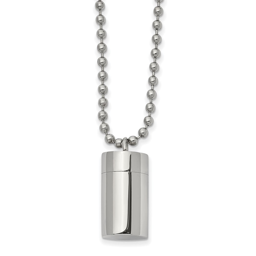 Stainless Steel Polished Capsule that Opens 22in Necklace