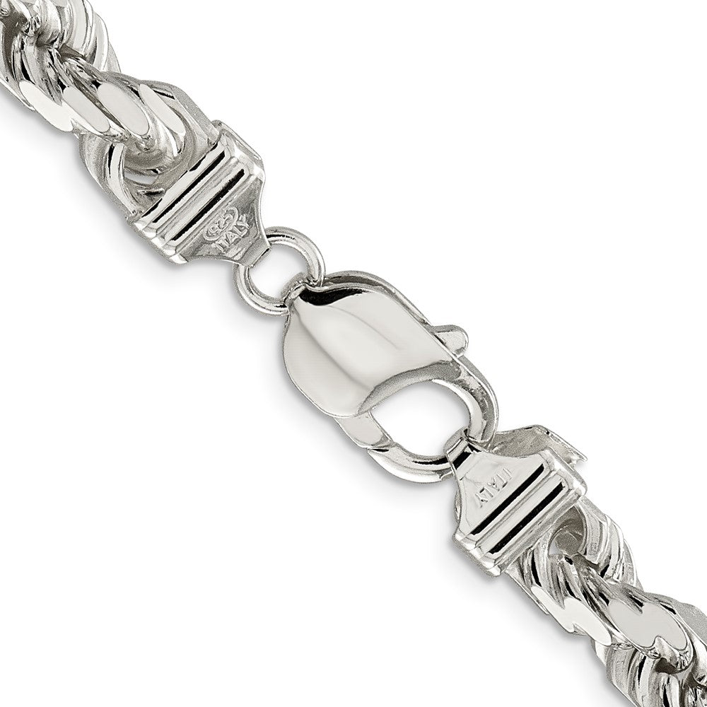 Sterling Silver 7.8mm Diamond-cut Rope Chain 22 Inches