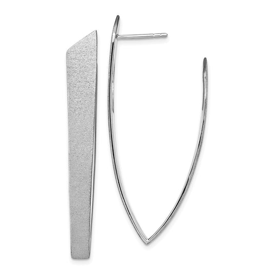 Sterling Silver Rhodium-plated Sand-finish Post Dangle Earrings