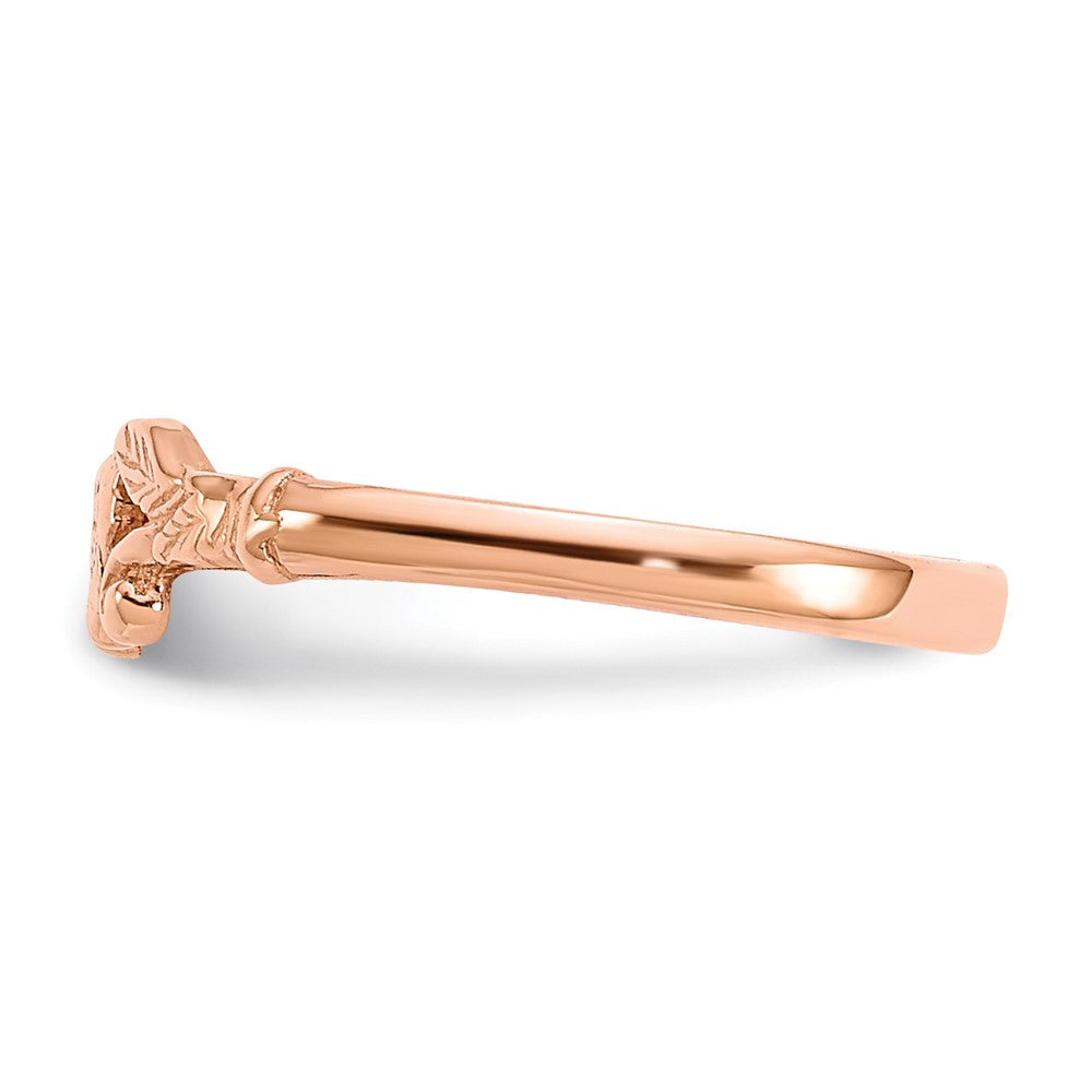 14K Rose Gold Textured Mini Heart Baby Ring Size 1