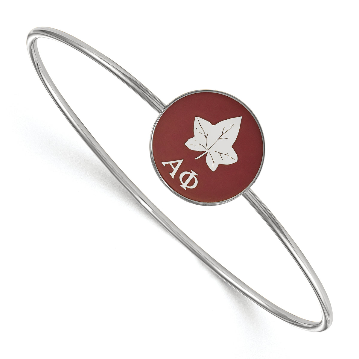 Sterling Silver Official Licensed Greek Sororities 7in Alpha Phi (??) Enameled Slip-on Bangle