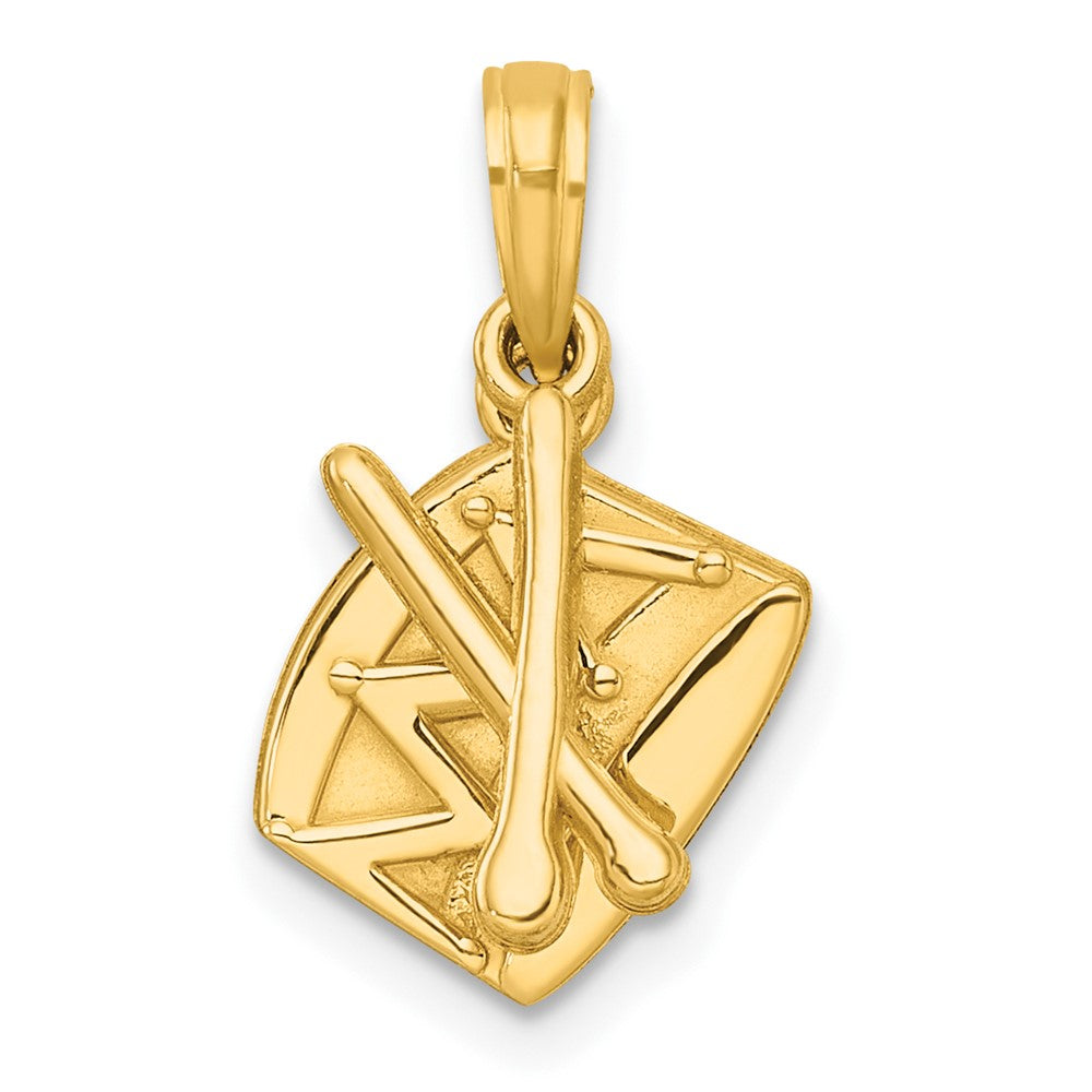 14K Polished Drumsticks and Drum Pendant