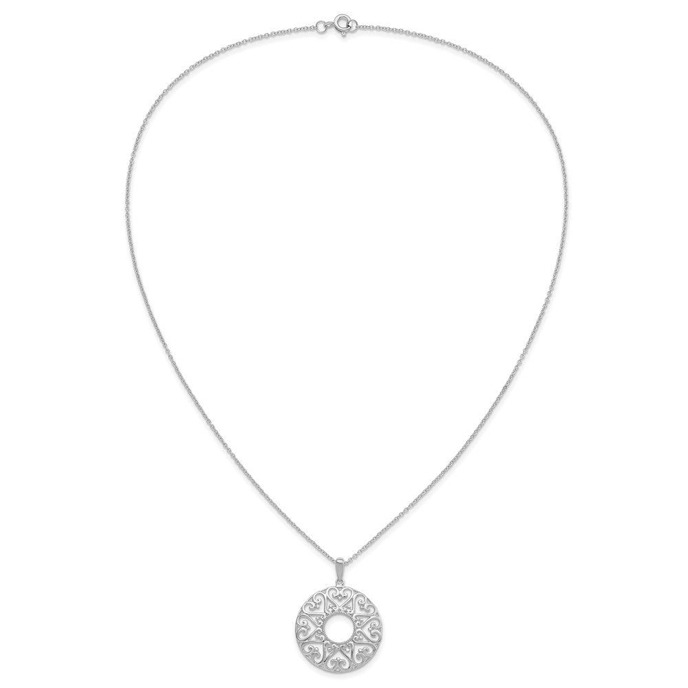 Sentimental Expressions Sterling Silver Rhodium-plated Polished Family Heart Strings 18in Necklace 18 Inches
