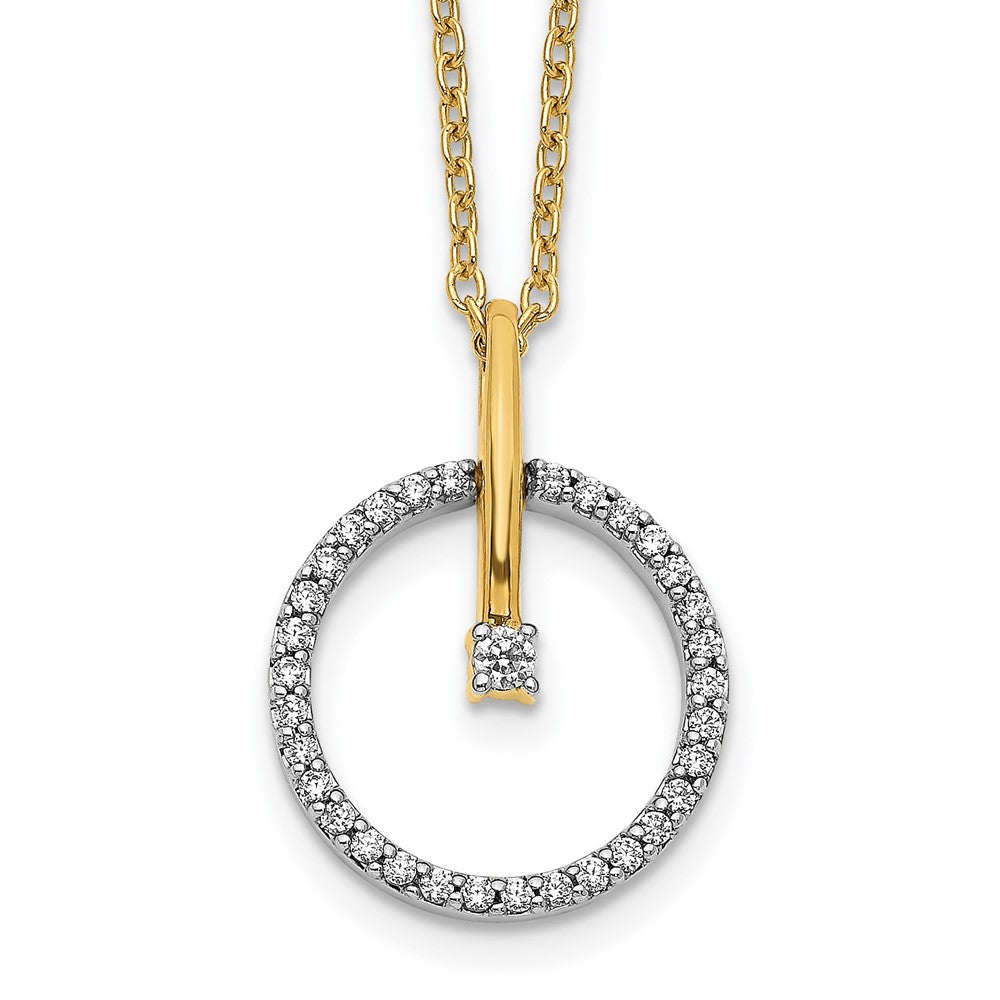 14k Two-Tone 1/5 carat Lab Grown Diamond VS/SI+ G+ 18 inch Circle Pendant Necklace