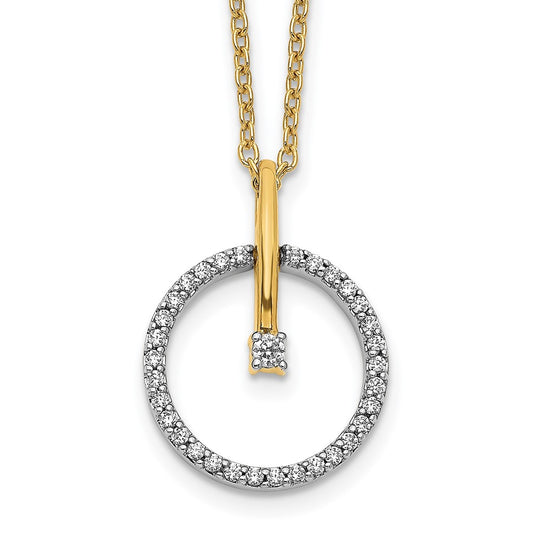 14k Two-Tone 1/5 carat Lab Grown Diamond VS/SI+ G+ 18 inch Circle Pendant Necklace