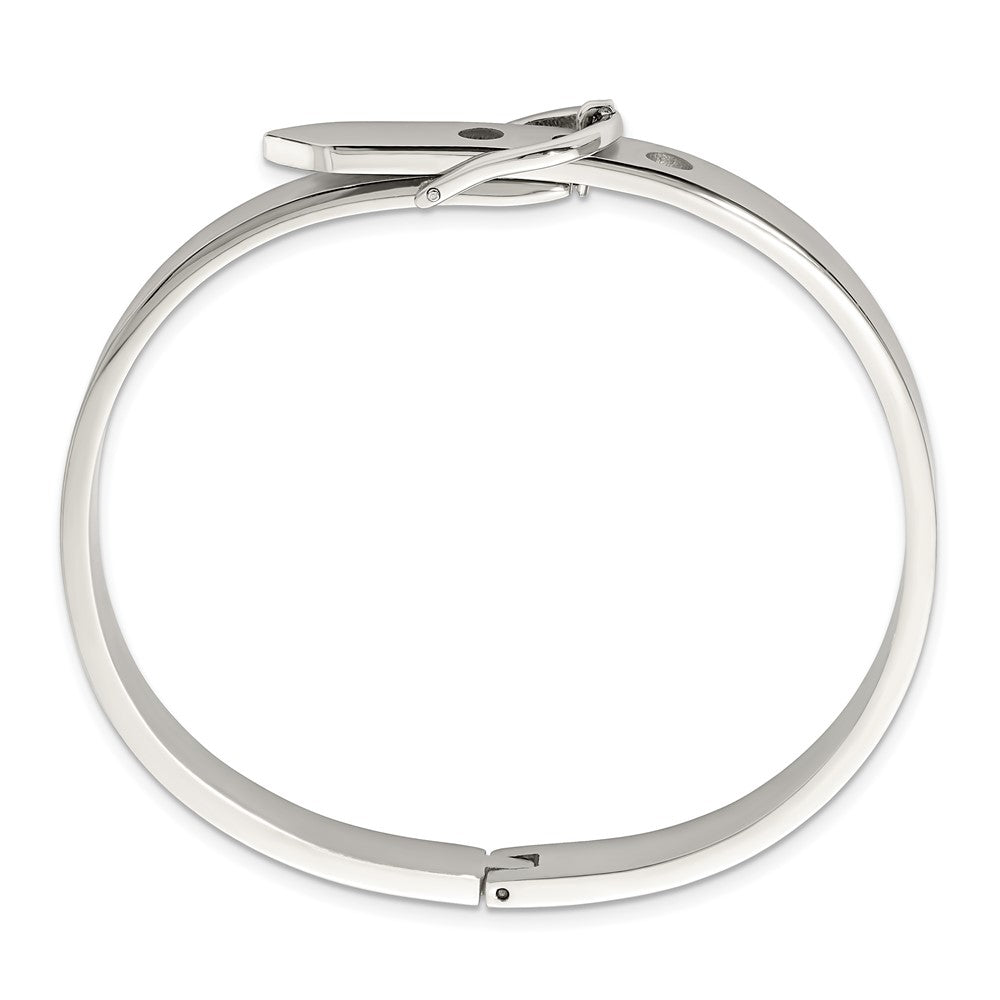 Stainless Steel Brushed and Polished Belt Hinged Bracelet 7.25 inches