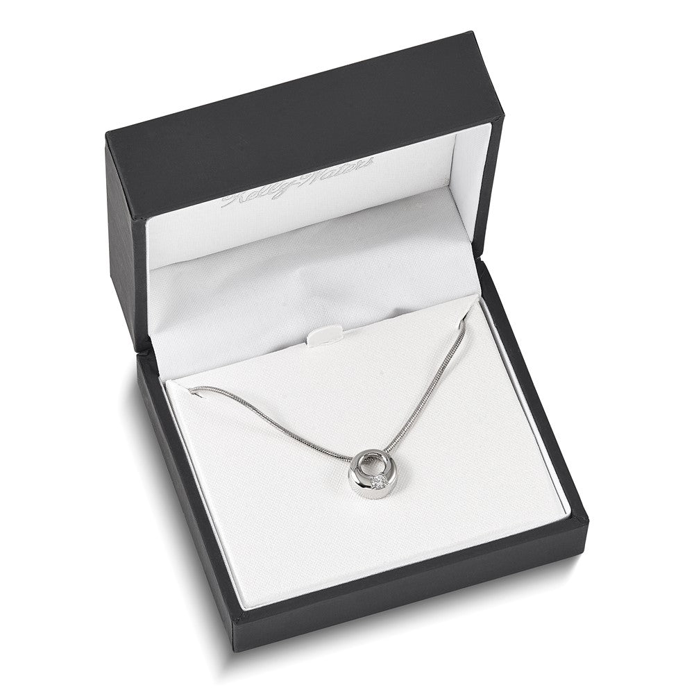 Kelly Waters Silver-tone Rhodium-plated Open Circle CZ Necklace