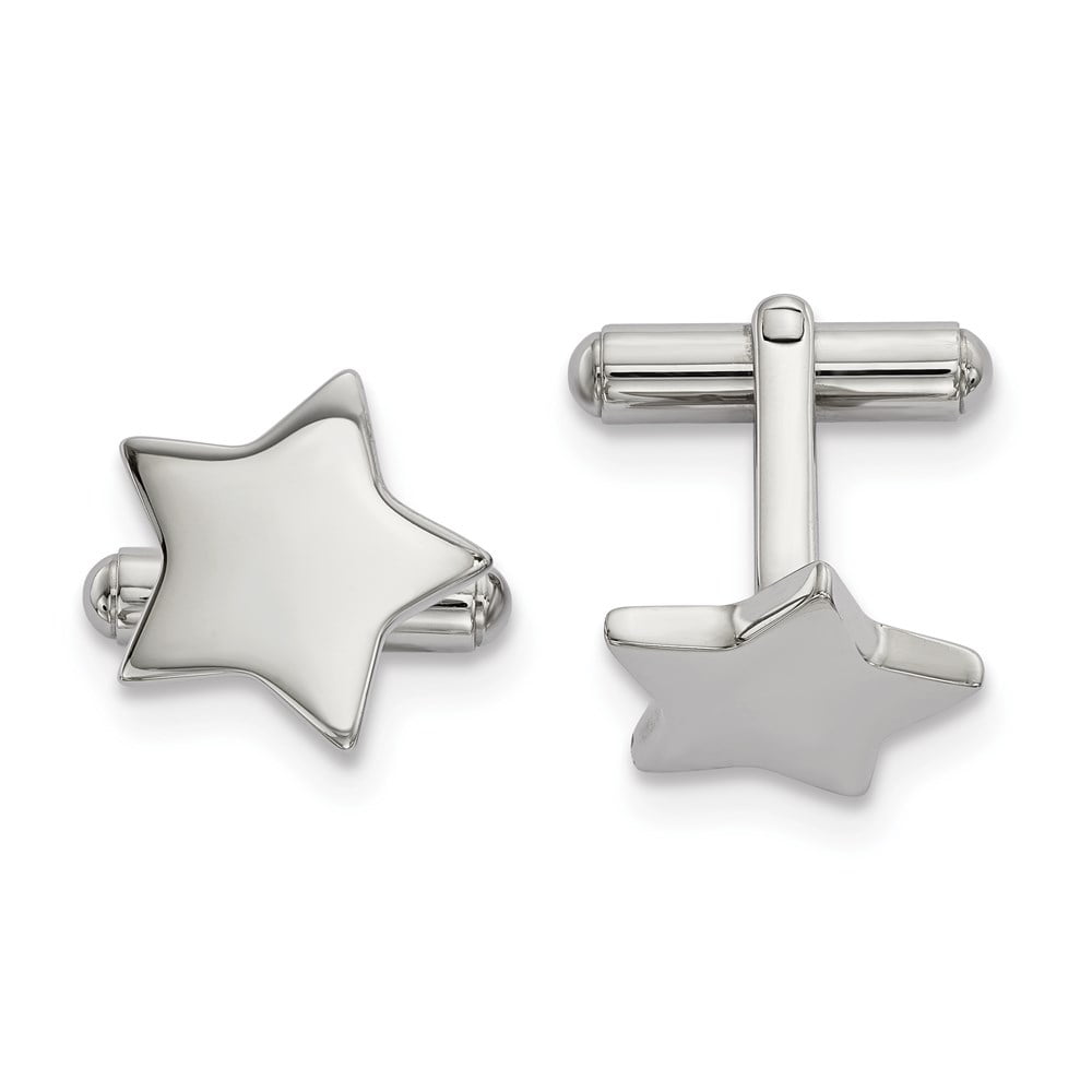 Chisel  Stainless Steel High Polished Flat Star Men's Cuff Links