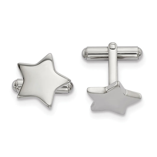 Chisel  Stainless Steel High Polished Flat Star Men's Cuff Links