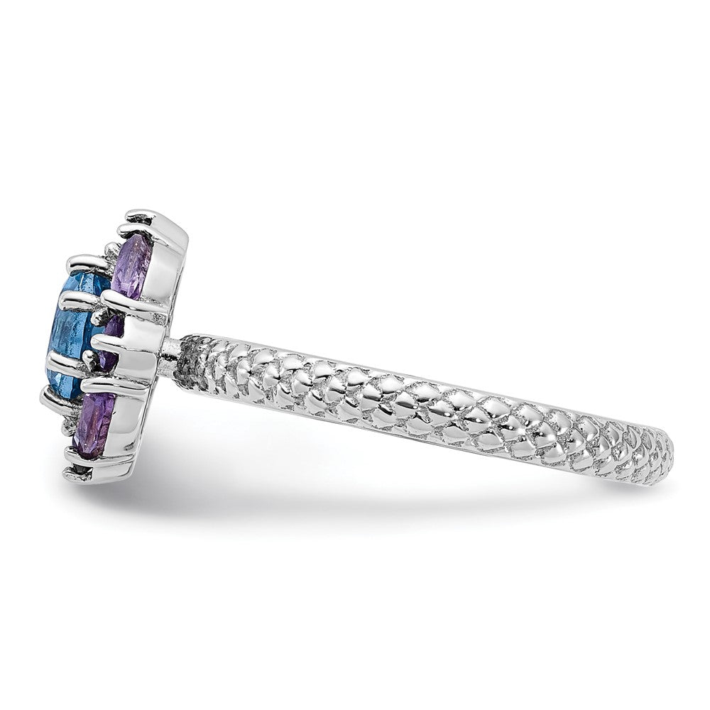 Sterling Silver Stackable Expressions Amethyst and Blue Topaz Ring Size -8