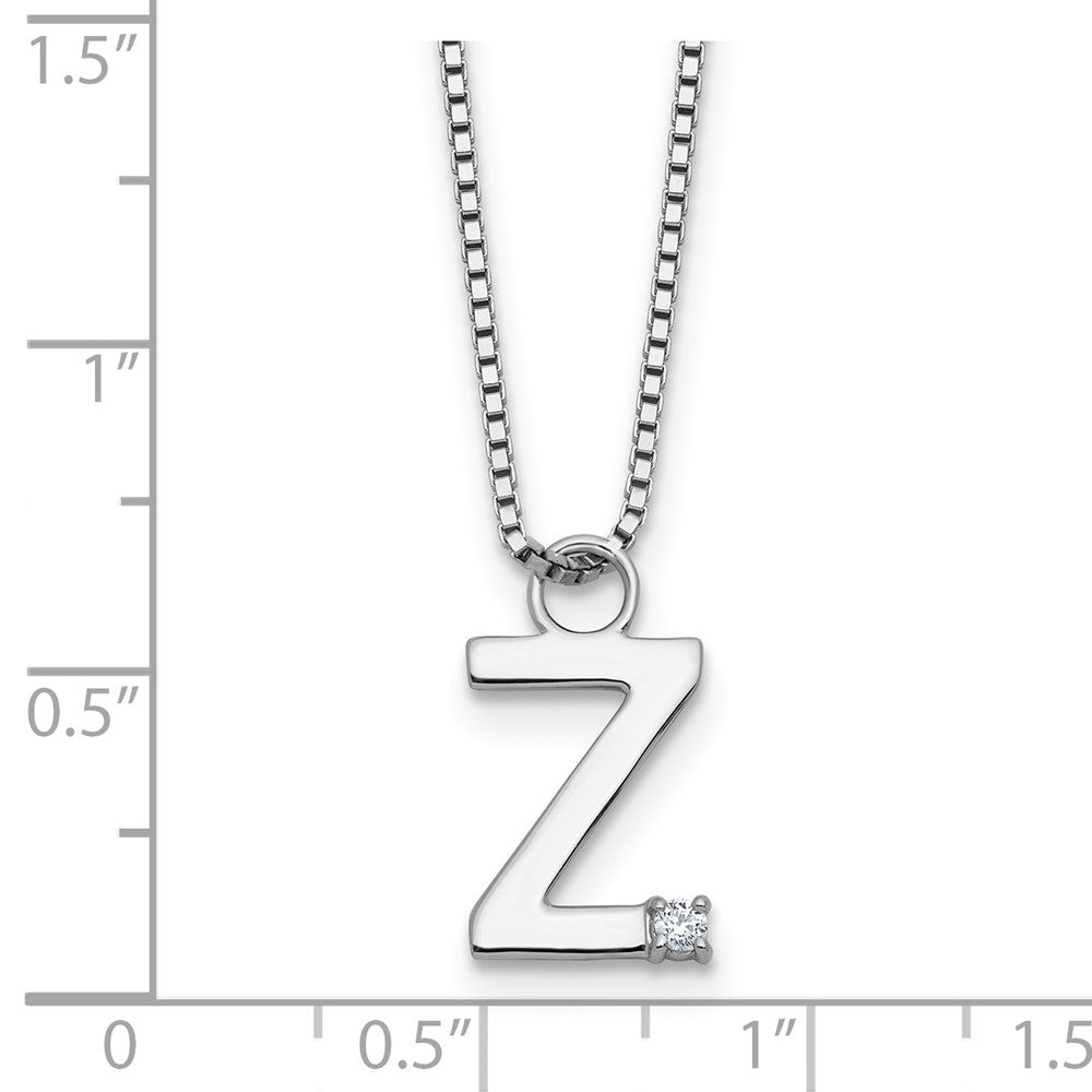 White Ice Sterling Silver Rhodium-plated 18 inch Diamond Letter Z Initial Necklace plus 2 inch Extender 18 Inches