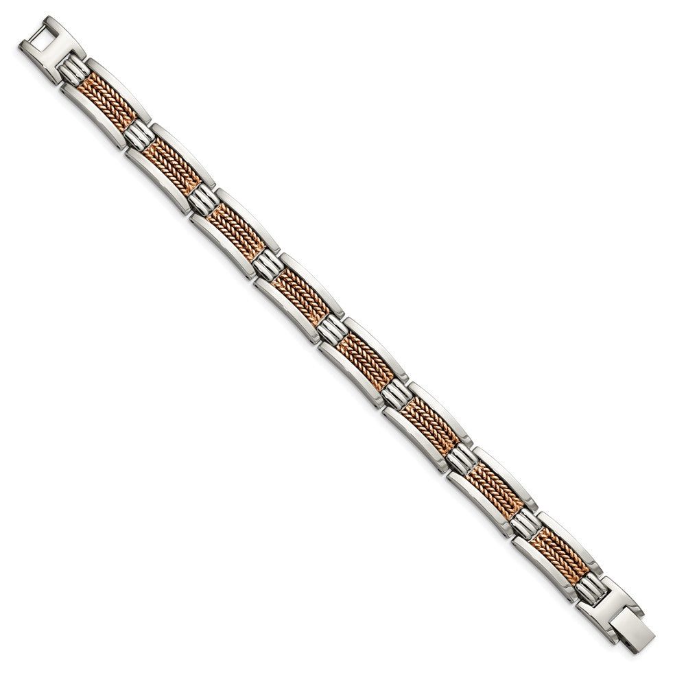 Stainless Steel Polished Rose IP-plated 8.5in Bracelet 8.5 inches