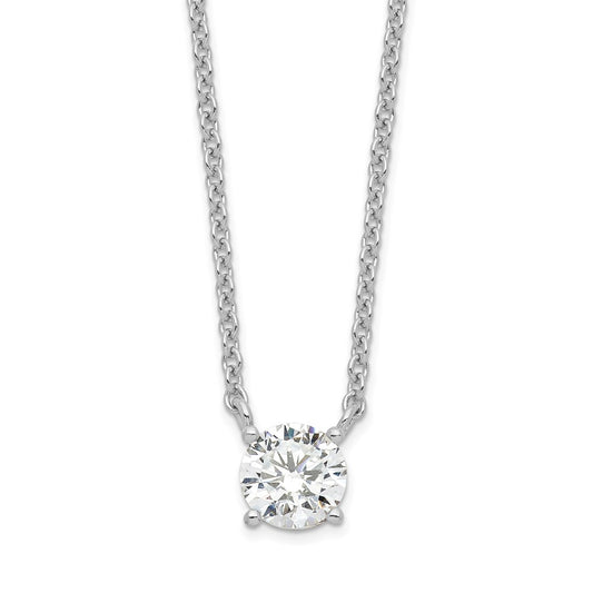 Sterling Silver Rhodium-plated CZ w/1in ext. Necklace 16.5 Inches