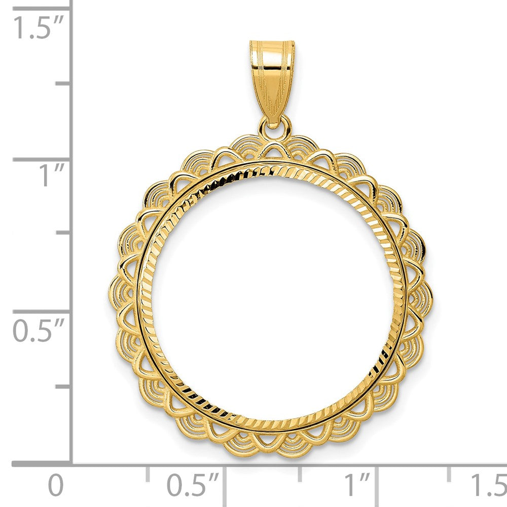 14k Diamond Cut Rainbow with 22.0mm Prong Coin Bezel Pendant