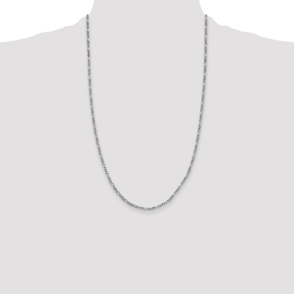 Sterling Silver Rhodium-plated 2.5mm Figaro Chain 26 Inches