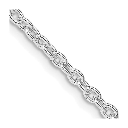 Sterling Silver Rhodium-plated 2.75mm Cable Chain 20 Inches