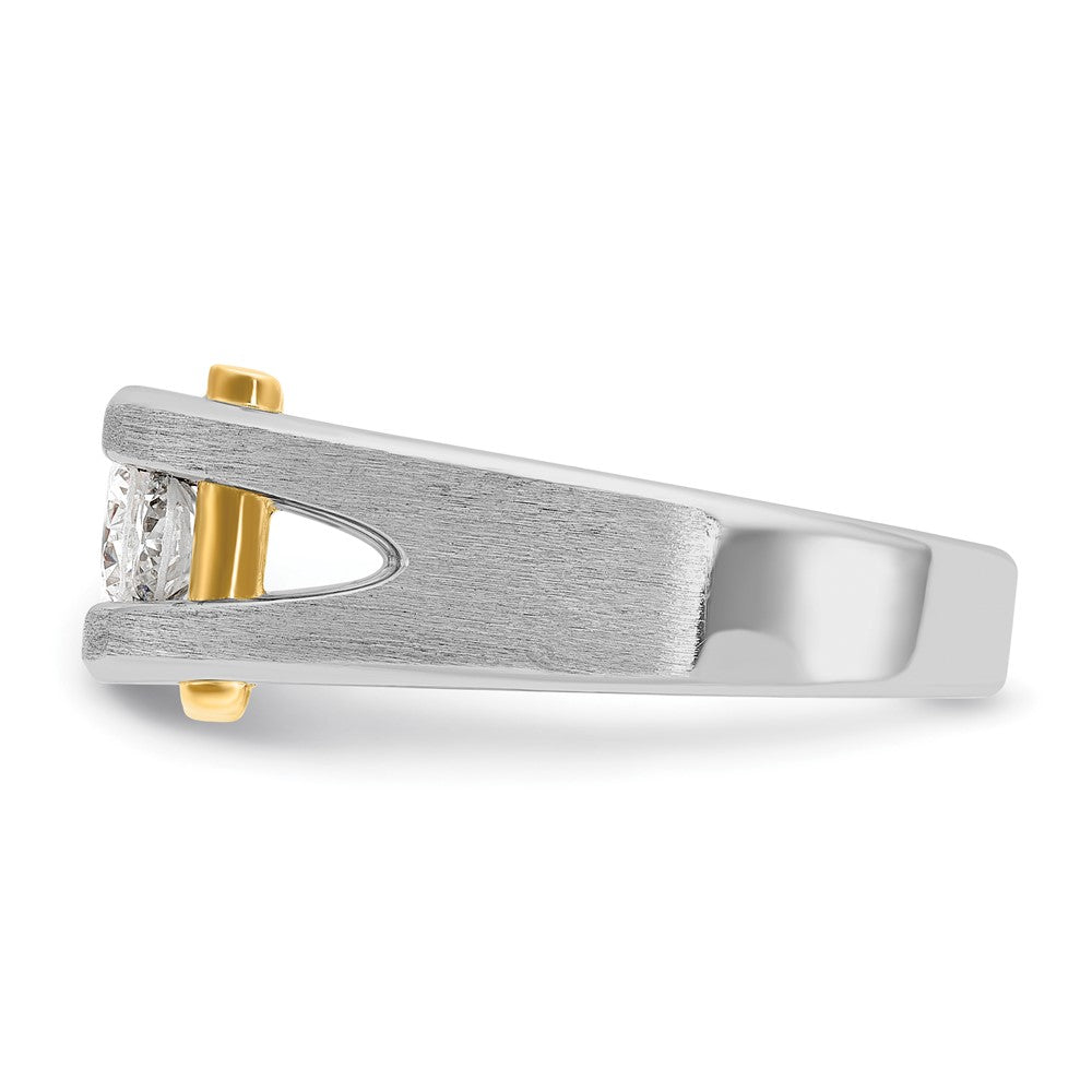 IBGoodman 14k Two-tone 3/4 carat Lab Grown Diamond VS/SI+ G+ Three Stone Complete Polished and Cut Out Men's Ring