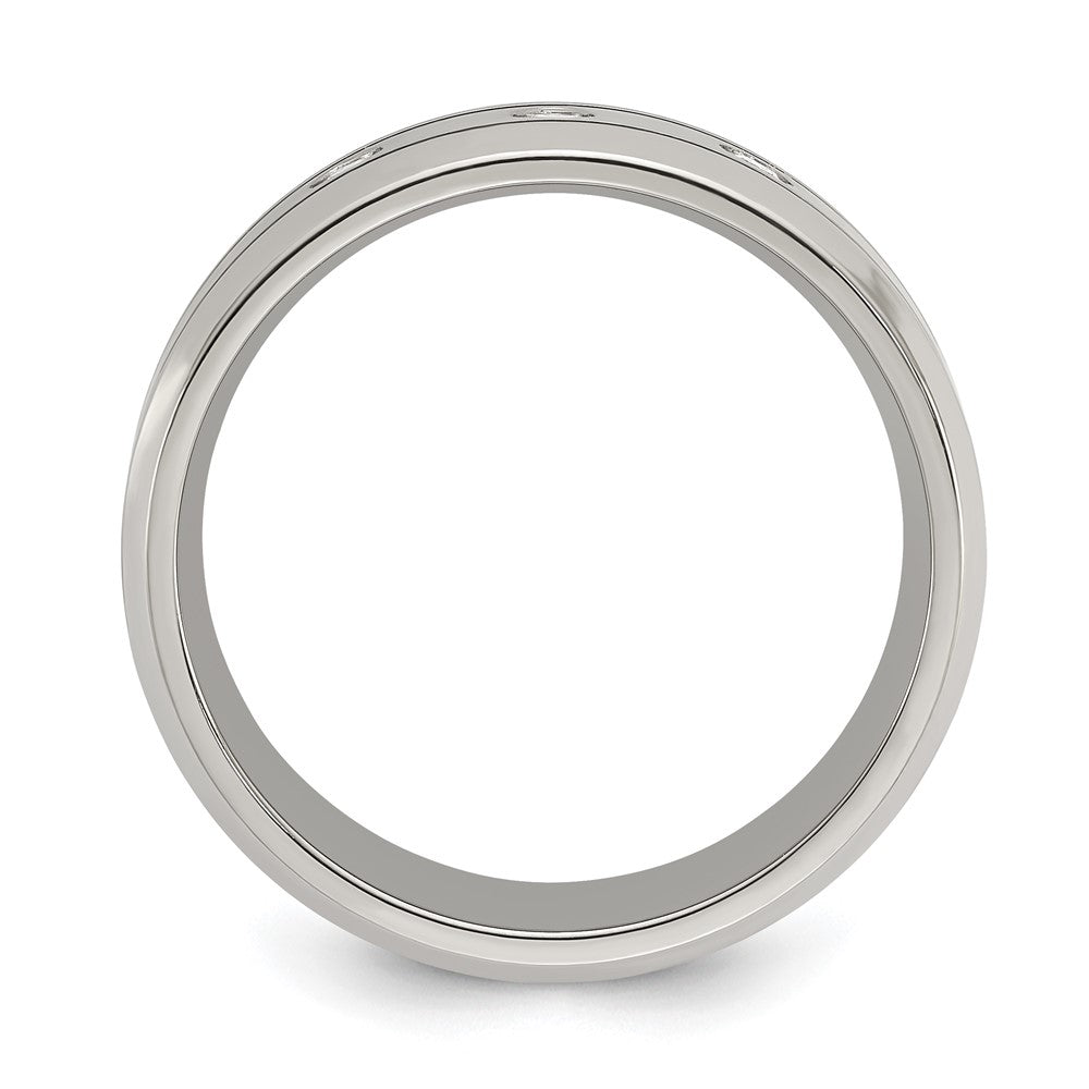 Chisel Titanium Polished with CZ 8mm Band Size - 10