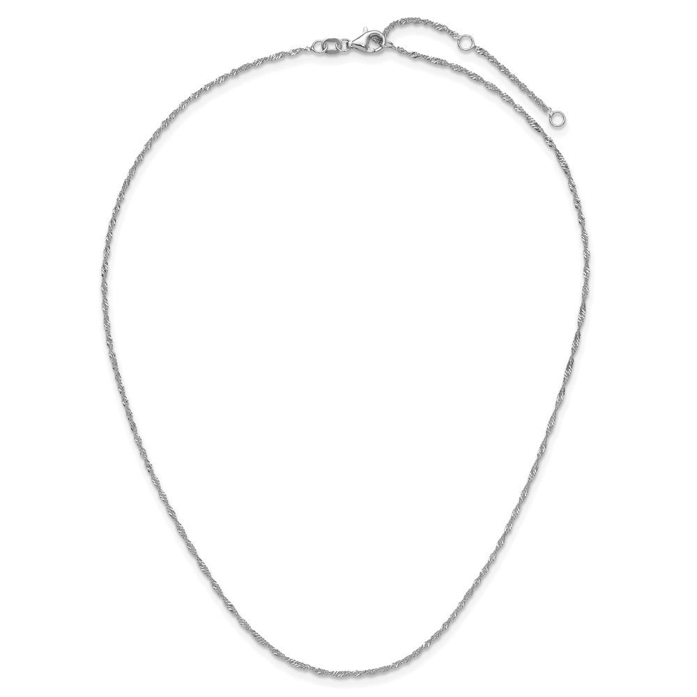 10k White Gold  1.5mm Singapore 1in+1in Adjustable Chain