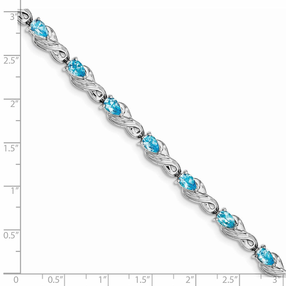 Sterling Silver Rhodium-plated Blue Topaz Bracelet 7 inches