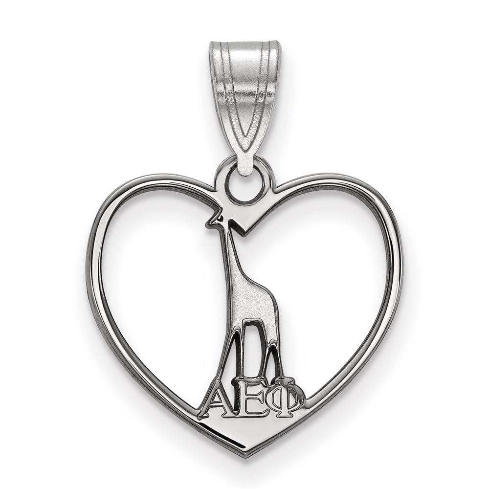 Sterling Silver Official Licensed Greek Sororities Alpha Epsilon Phi Heart Pendant
