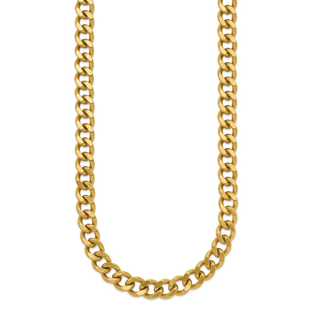 Stainless Steel Polished Yellow IP 24in Curb 8mm Chain Necklace