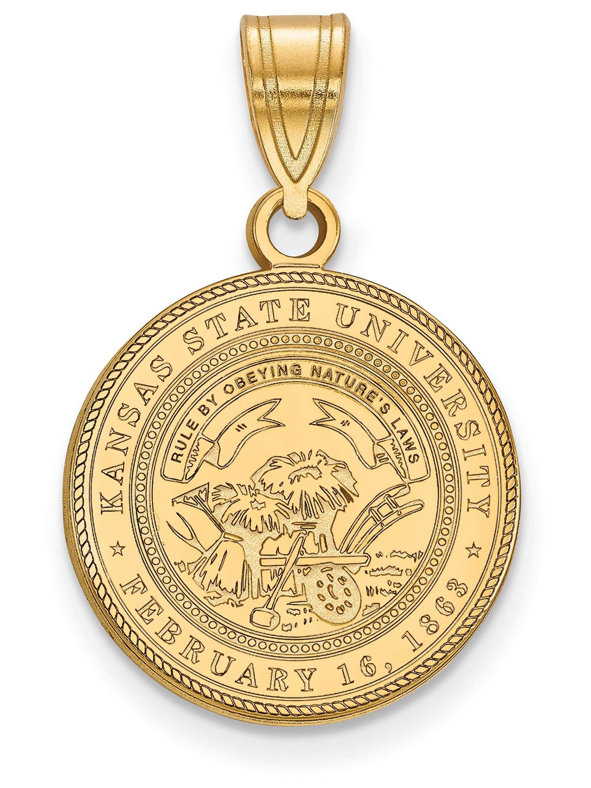 Sterling Silver Gold-plated LogoArt Kansas State University Medium Crest Pendant Q-GP060KSU