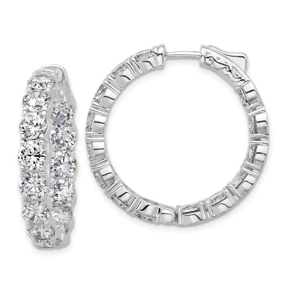 Sterling Shimmer Sterling Silver Rhodium-plated 4.75mm CZ 28 Stone In and Out Hinged Hoop Earrings