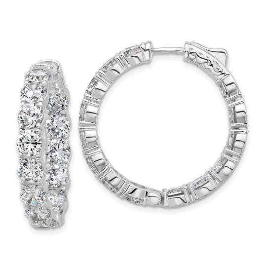 Sterling Shimmer Sterling Silver Rhodium-plated 4.75mm CZ 28 Stone In and Out Hinged Hoop Earrings