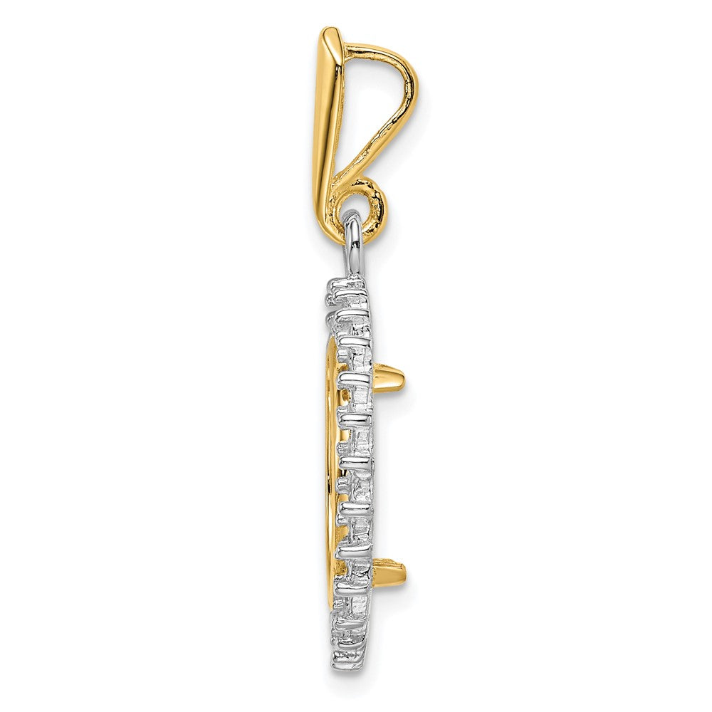 Wideband Distinguished Coin Jewelry 14k Two-tone Polished Diamond Circle 14.0mm Prong Coin Bezel Pendant Mounting