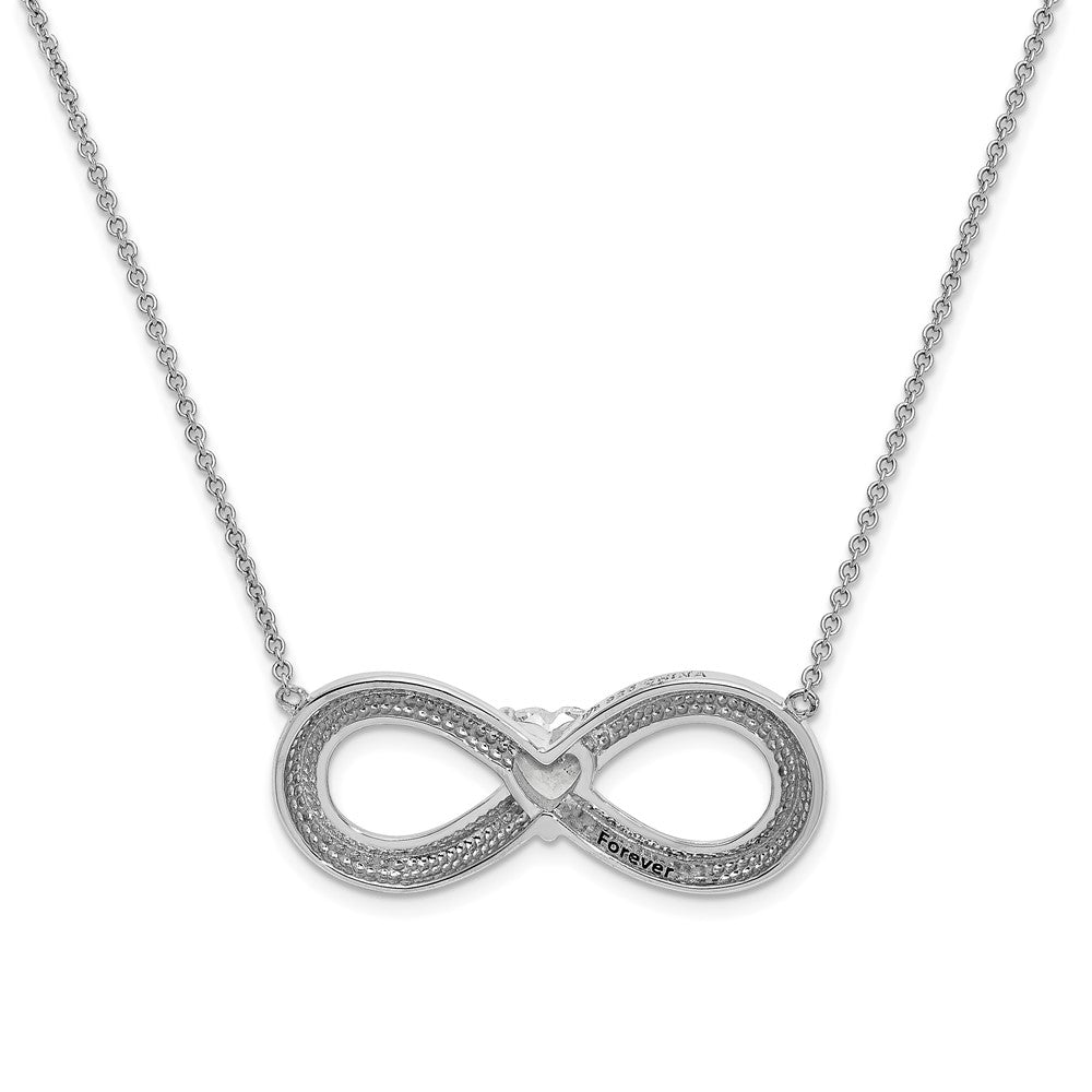 Sentimental Expressions Sterling Silver Rhodium-plated CZ Antiqued Forever 19in. Necklace 18 Inches