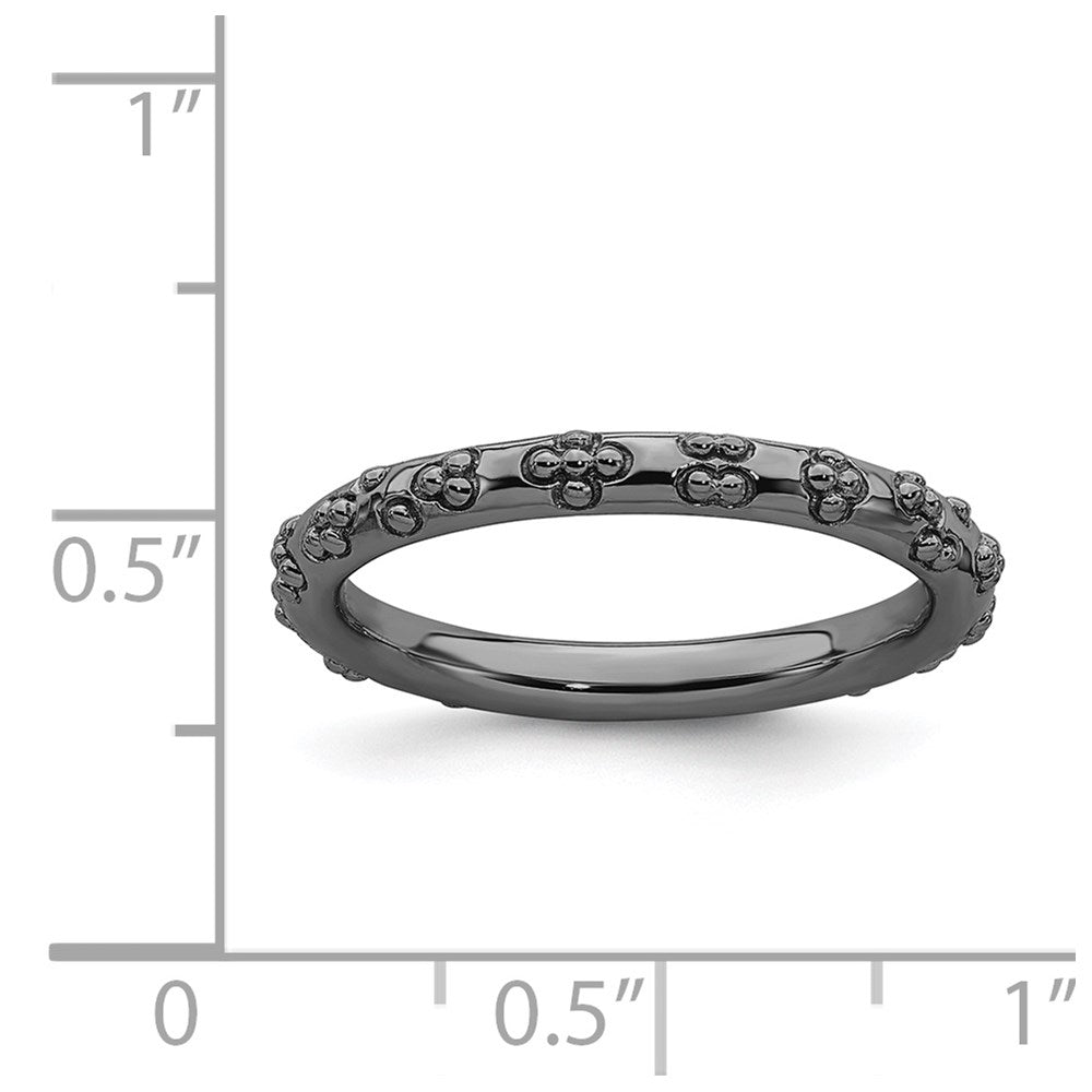 Sterling Silver Stackable Expressions Black-plated Textured Ring Size -9
