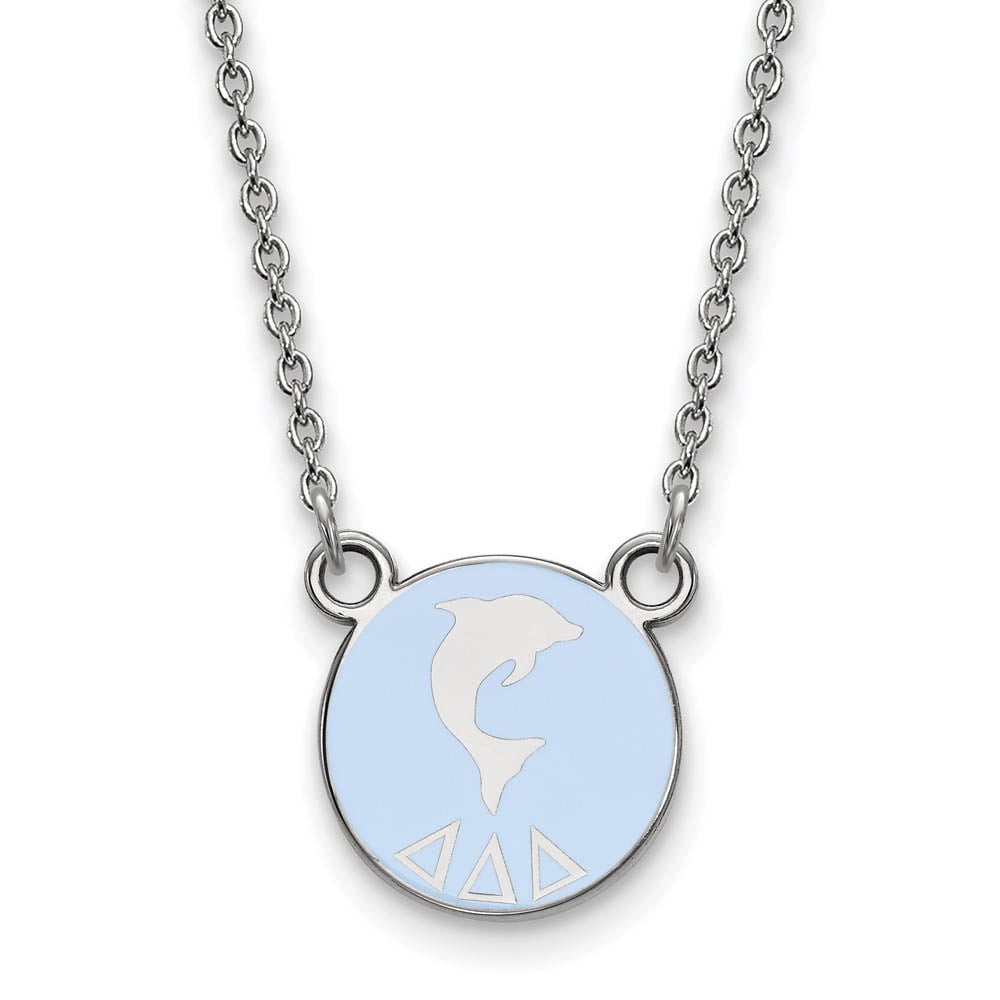 Sterling Silver 18in Official Licensed Greek Sororities Delta Delta Delta (???) XS Enamel Pendant w/Necklace