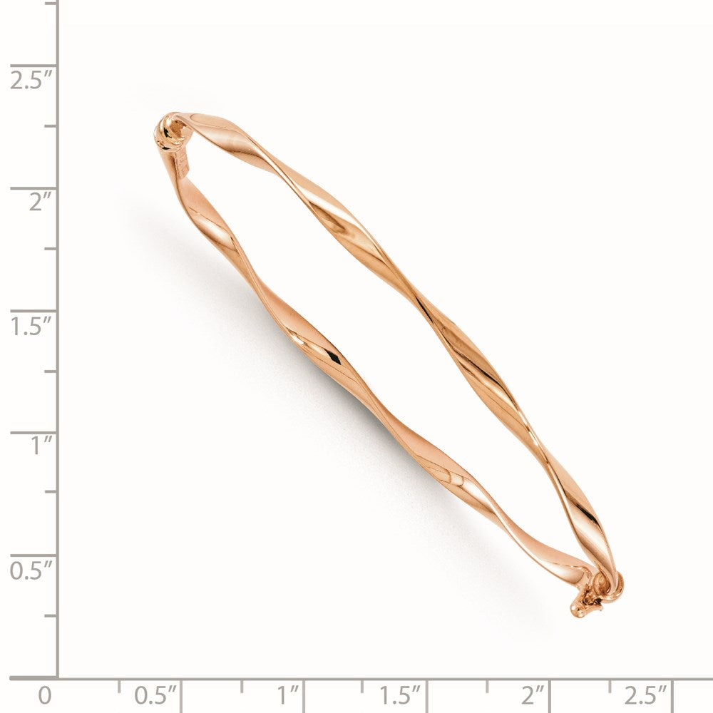 14K Rose Gold Polished Twisted Hinged Bangle 7  inches