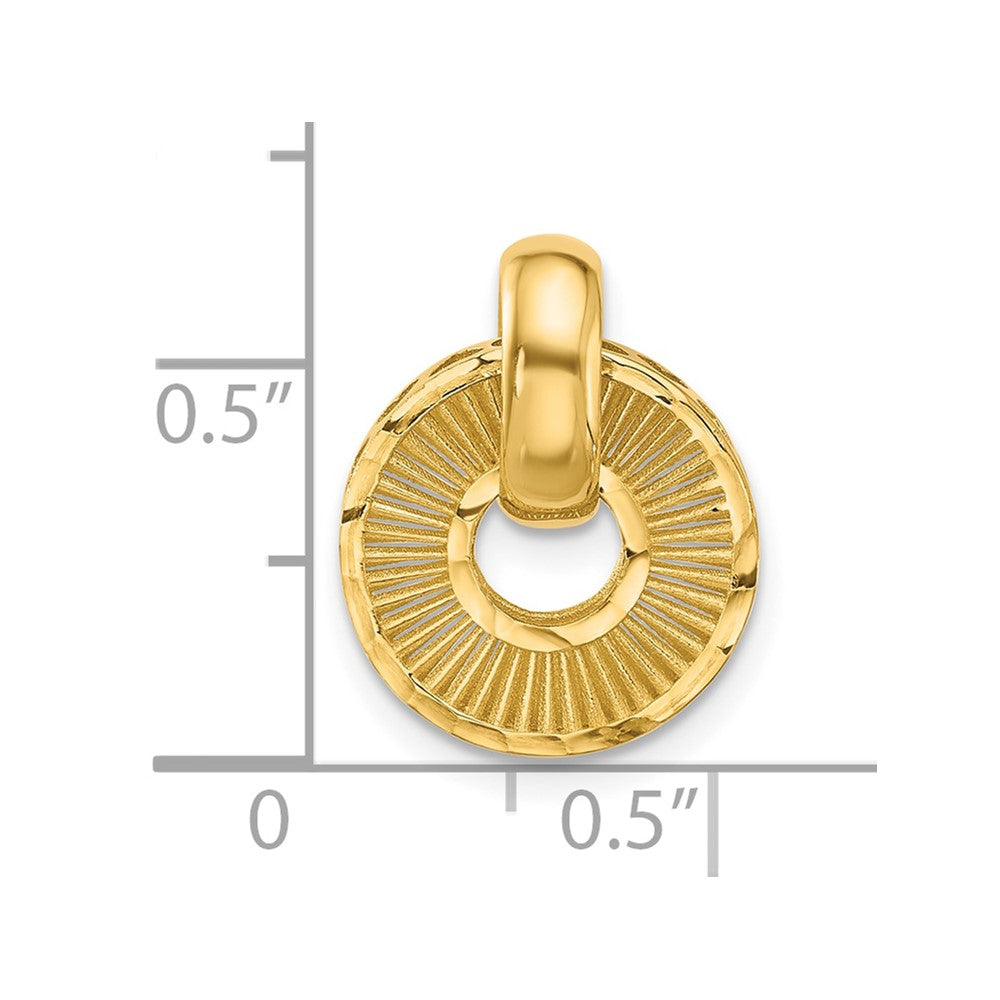 14K Polished and Diamond-cut Circle Pendant