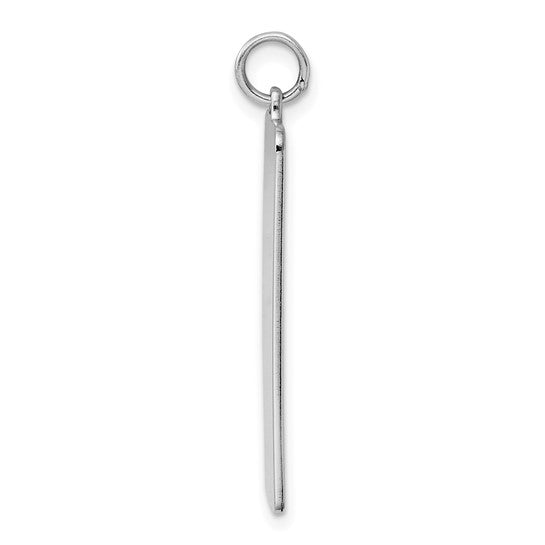 Sterling Silver Rhod-plate Eng. Rect. Polish Front/Satin Back Disc Charm