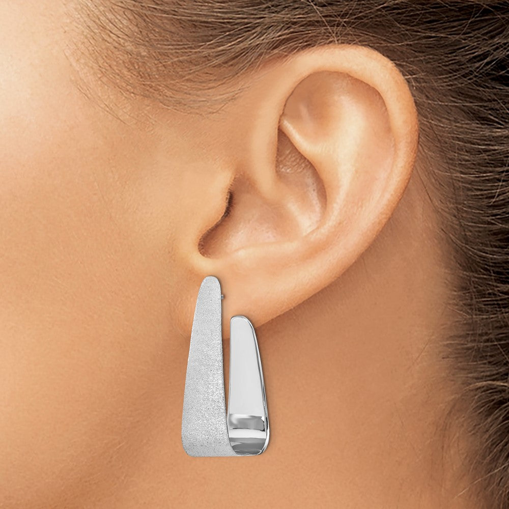 Sterling Silver Rhodium-plated Sand-finish Post Dangle Earrings