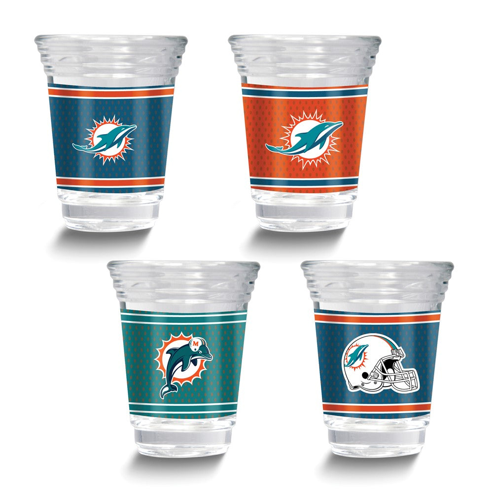NFL Miami Dolphins 4-piece 2 oz. Shot Glass Set