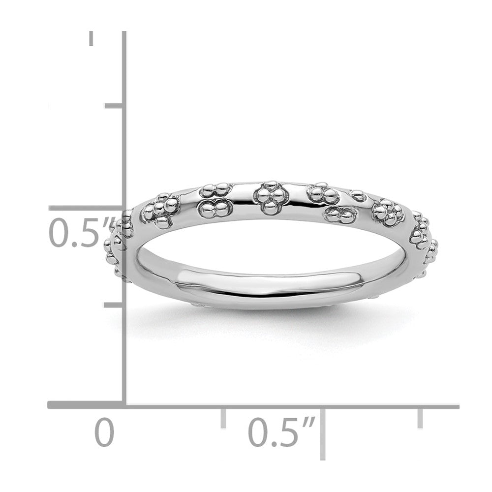 Sterling Silver Stackable Expressions Rhodium Textured Ring Size -9