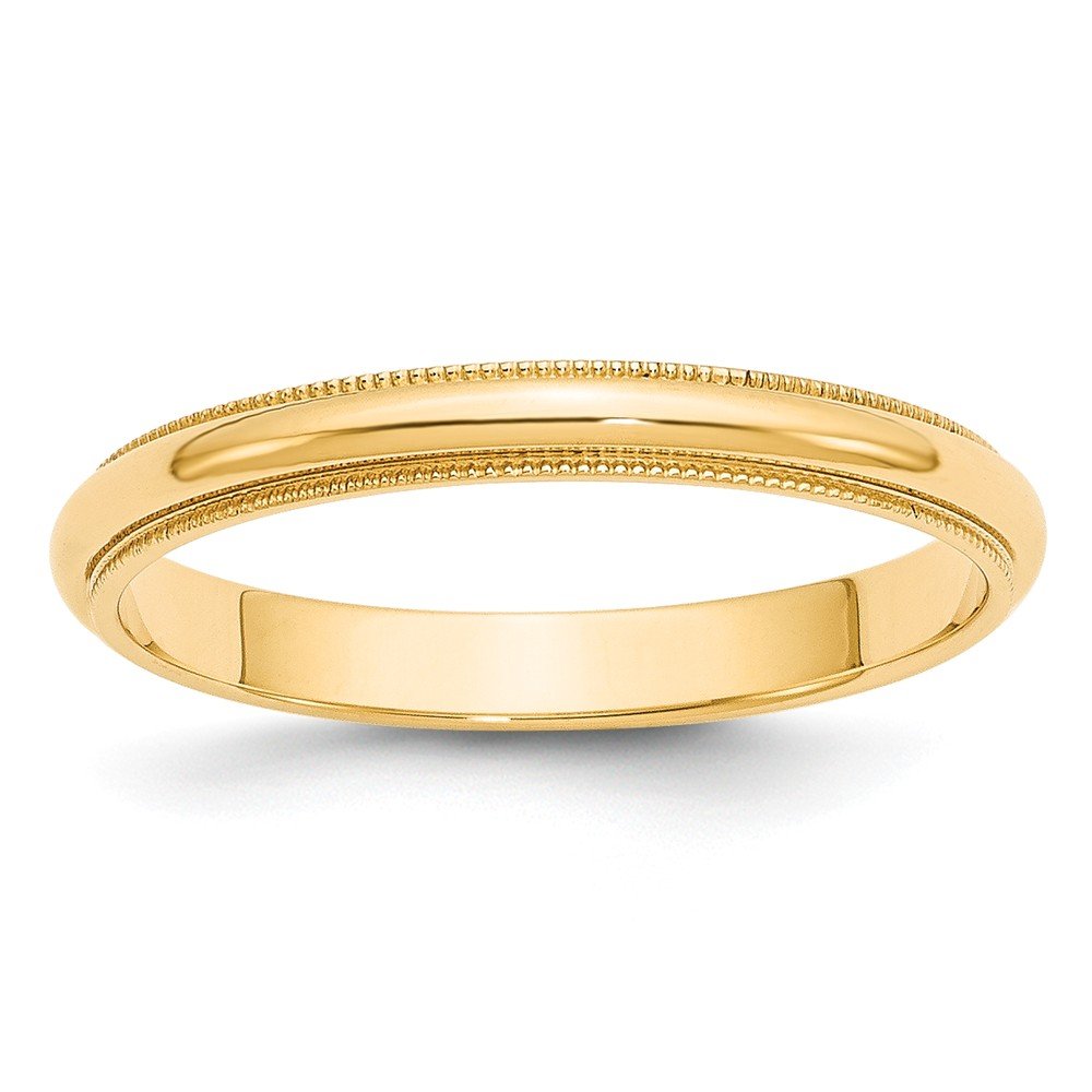 14k Yellow Gold 3mm Milgrain Half Round Wedding Band Size 6.5