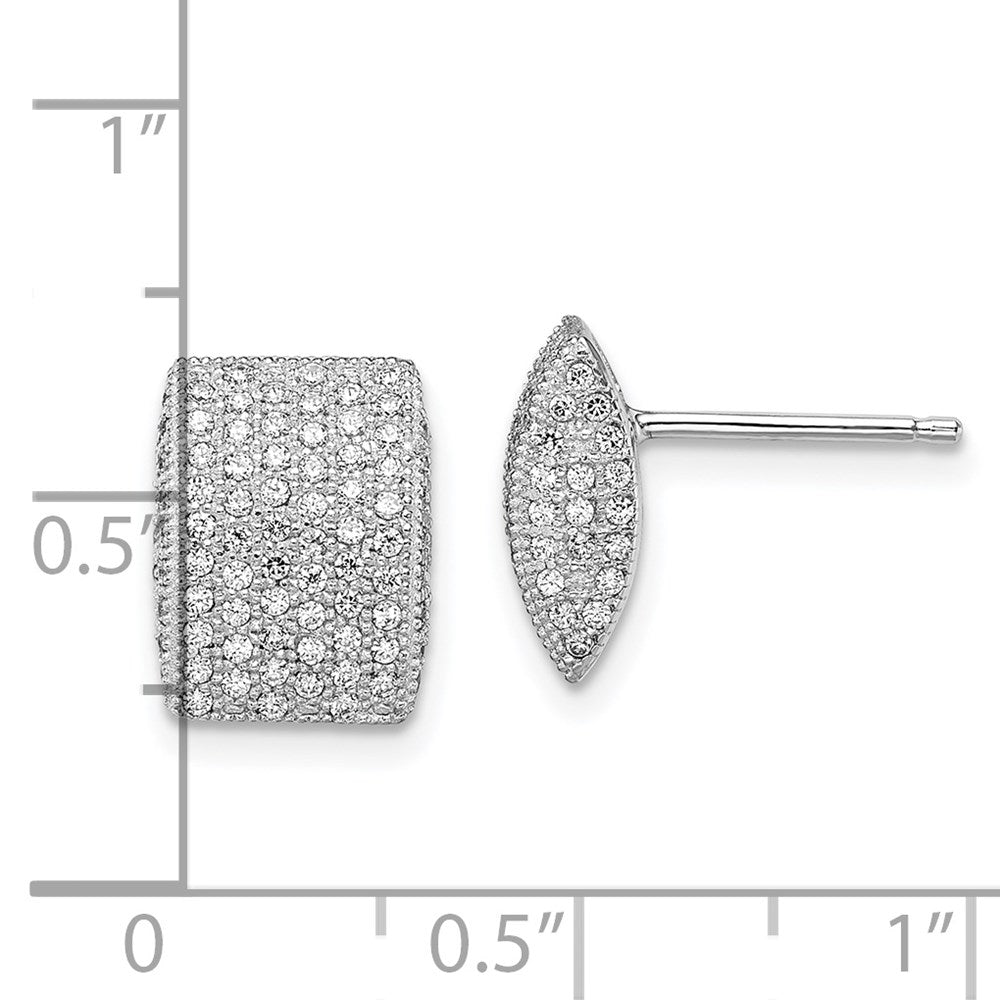 SS Rhodium-Plated CZ Brilliant Embers Post Earrings